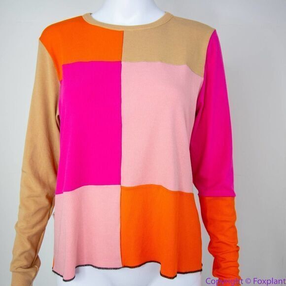 NEW Eloquii Pink Orange Patchwork Color Block Top, size‎ 22/24 - Picture 15 of 16